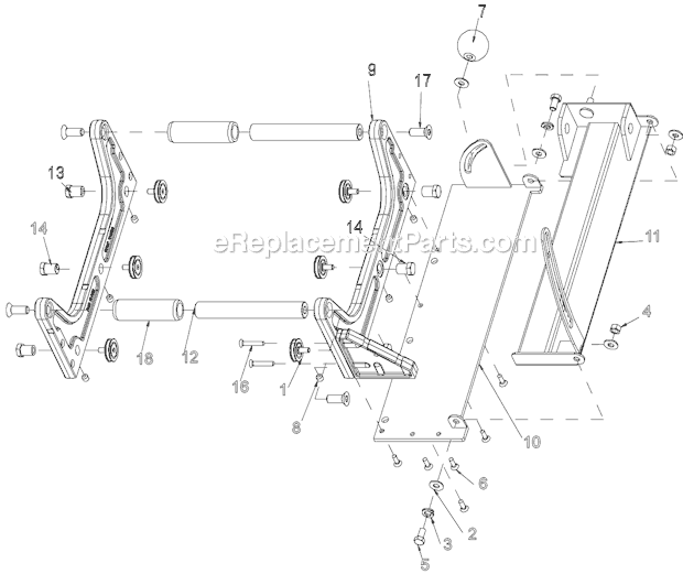 Main Carrier Assembly Diagram and Parts List for BD1272  Barranca Diamond Chop Saw